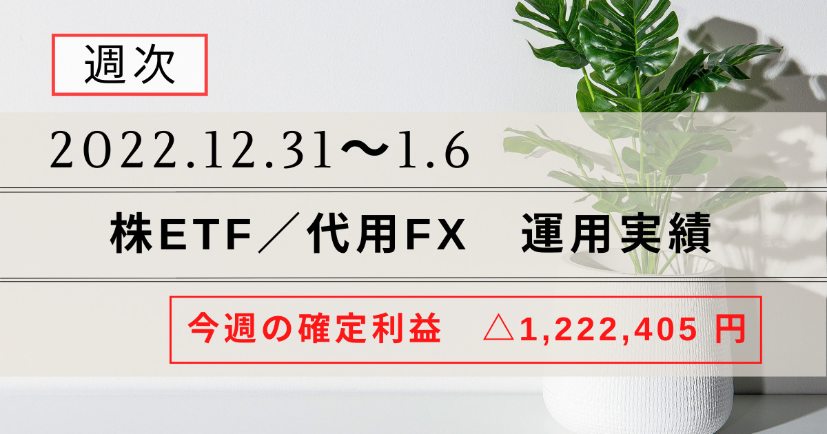 株ETF・代用FXの運用実績をブログ公開｜2022.12.31～